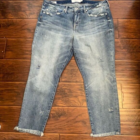 Torrid High-Rise Straight Distressed Ripped Denim Raw Hem Jeans Contemporary - Picture 3 of 14